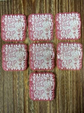 7 Pc Jesus Fills My Cup Acrylic Flatbacks